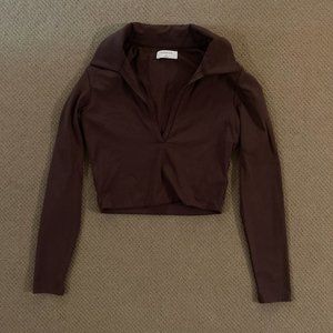 Aritzia Babaton Contour Polo Long Sleeve Top Size Medium